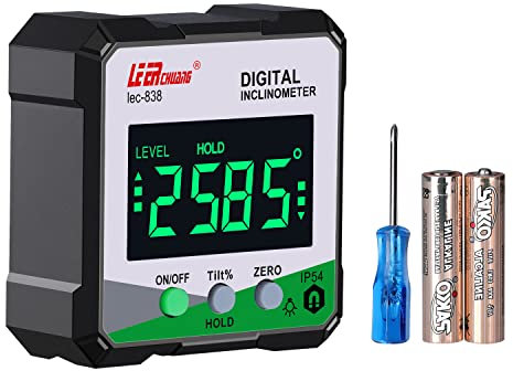 Digitaler Winkelfinder, LEERCHUANG Neigungsmesser Winkelmesswerkzeug mit Magnetsockel, Digitaler Winkelmesser/Winkelmesser für Holzbearbeitung, Tischlerei, Gebäude, Automobil, Mauerwerk