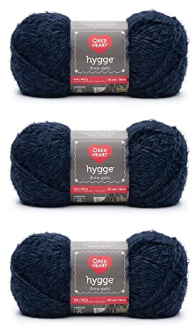 Red Heart Hygge Indigo Yarn - 3 Pack of 141g/5oz - Acrylic Nylon Blend - 5 Bulky - 132 Yards - Knitting/Crochet