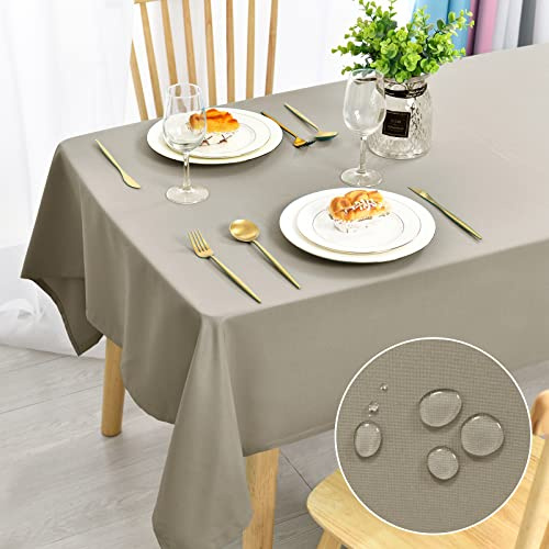 DWCN Tovaglia antimacchia, lavabile, impermeabile, per sala da pranzo, casa, giardino, feste e matrimoni, 150 x 300 cm, colore: grigio talpa