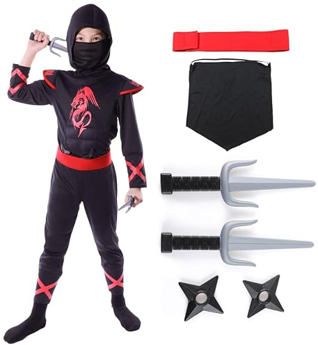 Sincere Party 7st Dragon Ninja costume hommes femmes enfants, ninja dress up cosplay costume avec accessoires 3-5 ans