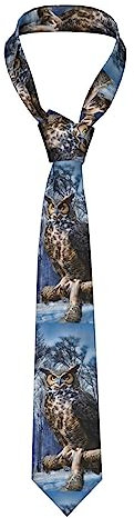 Herren-Krawatten, Eule, sitzender Baumzaun, Herrenkrawatten, Business-Krawatten, weiche Anzug-Krawatte, Hochzeit, Gentleman, formelle Krawatte
