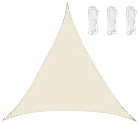 Alnicov 3m x 3m x 3m Triangle Sun Shade Sail, with Fixing Kit Waterproof Anti-UV Sunscreen Awning Canopy 98% UV Block, for Outdoor Garden Patio Yard Party (Cream)