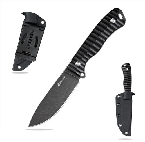 SDOKEDC Feststehende Outdoor Messer, Jagdmesser aus G10 Griff 14C28N Stahl Klinge für Männer EDC Outdoor Camping Survival (Schwarz +schwarz)