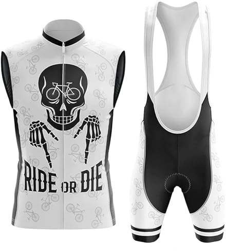 Completo Ciclismo Uomo Abbigliamento Bici MTB Estivo Maglia Ciclista Senza Maniche,Maglietta Bicicletta Gilet e Salopette Pantaloncini con 19D Gel Imbottiti,Tuta da Ciclo Asciugatura Rapida(D3,3XL)