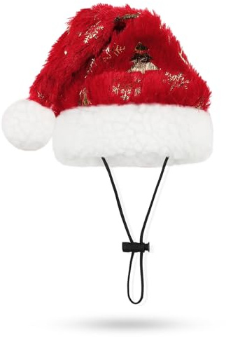 KONVINIT Cappelli Natalizi per Cani Cappello Babbo Natale Gatto Costume Natalizio per Gatti Cani, Rosso Accessori Cane Natale per Piccola Gatto Cane,size S