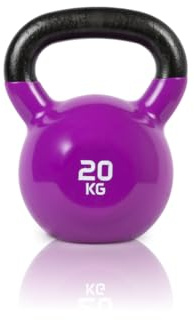 RUSTER Kettlebell Studio 20kg. Pesa Rusa recubierta de Vinilo, Mango Ergonómico, Base Estable, Entrenamiento Funcional, Fitness en Casa.