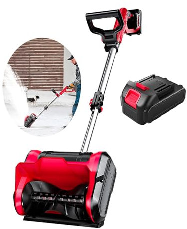Quitanieves a batería de 1200 W, se puede utilizar durante 20 a 30 minutos, batería/guantes/cargador universal, 6,3 pulgadas de profundidad | 13 pulgadas de ancho, poste telescópico extraíble