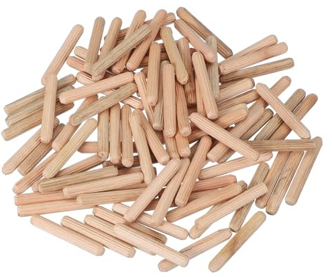PATIKIL Träpluggar stift 6 mm x 35 mm (1/4 tum x 1-3/8 tum) rak plugg stavar trä räfflade pluggar stavar för hantverksmöbler gör-det-själv träräknat 150