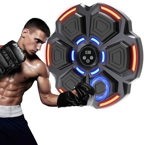snawowo Music Boxing Machine Adulti - 9 modalità di 9 velocità Macchina da Boxe Musical Pugile con Guanti - LED Musica Bluetooth Boxe Allenamento per Casa (Nero)