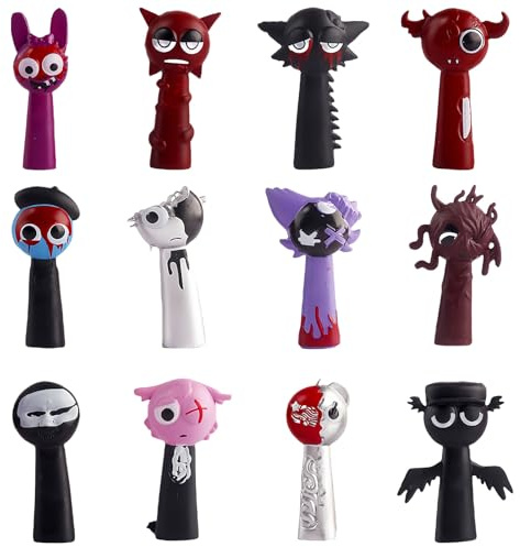 AYNKH Figuras Móviles S-prunki, Figuras de acción, Figuras coloridas para niños y niñas de 3 años y más, seguras, duraderas y divertidas para todos los amantes de los juegos S-prunki (12-Piezas Pack C