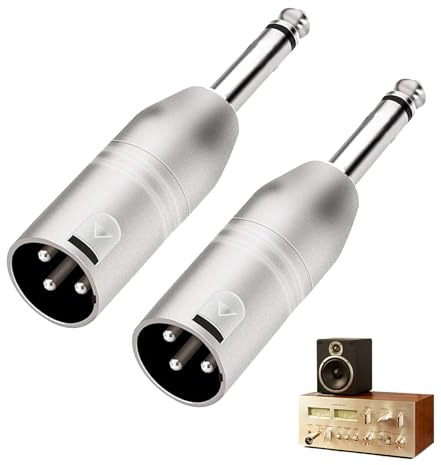Maoggha 2 Pezzi Adattatori Audio TRS 6,35 MM a XLR Maschio, Adattatore da jack TS, Adattatori per Accoppiatori Stereo, per Collegare Cavi XLR a Mixer e Altoparlanti (Mono)