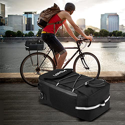 Jxngery Bike Trunk Bag Insulated Cooler Bag Multifunctional Rear Rack Bag Scooter Handlebar Bag Shoulder Bag Cycle Luggage Storage Bag Pannier (Black)