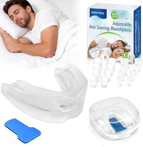 Snoring Aids for Men Women Effective Anti Snoring Devices | with 8 Silicone Nose Dilators Comfortable Anti Snore Stopper Adjustable Anti Snoring Mouthpiece to Stop Snoring, Enjoy Sleep