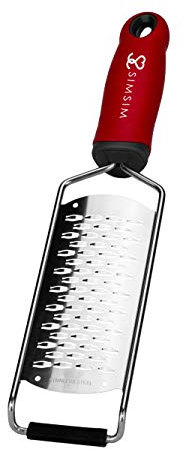 SimSim Zwei-Wege-Reibe - Profi Zester Reibe- Edelstahl - extrem scharf - spülmaschinengeeignet - roter Griff