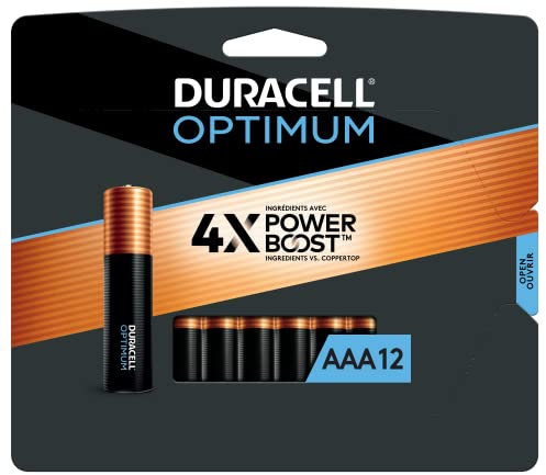 Duracell Optimum - Paquete de 12 Pilas AAA, Potencia Duradera, Pilas alcalinas AAA Ideal para Dispositivos domésticos y de Oficina, Paquete resellable para Almacenamiento