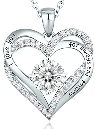 CDE Kette Damen 925 Sterling Silber Rosegold Geschenk für Sie Valentinstag Forever Love Herz Geburtsstein Anhänger Halskette für Frauen Schmuck Geburtstags Freundin Weihnachten Muttertags