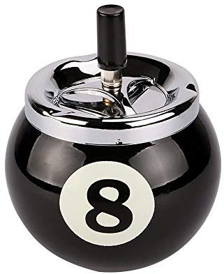 ProLeo Posacenere a sfera da biliardo in metallo con numero 8, per interni ed esterni (nero)