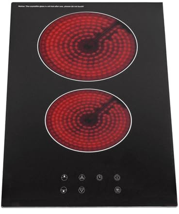 SIA CERH31BL 30cm Electric Ceramic Hob, Domino Hob, 2 Zone with Touch Control, 9 Power Levels, Child Safety Lock, Black, 2 Years Parts & Labour Guarantee