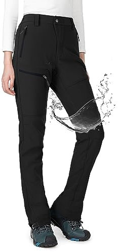 Wespornow Damen Wanderhose Wasserdicht Thermohose Gefüttert Outdoorhose Softshellhose Skihose Warm Ski Pants Women Schneehose Kletterhose Jagdhose Trekkinghose Winter Regenhose（Schwarz,M）