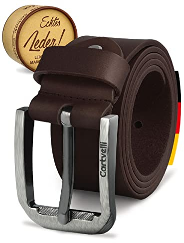 Cartvelli Cintura uomo in pelle premium Made in Germany con confezione regalo - cintura in vera pelle 40mm Marrone Scuro 110