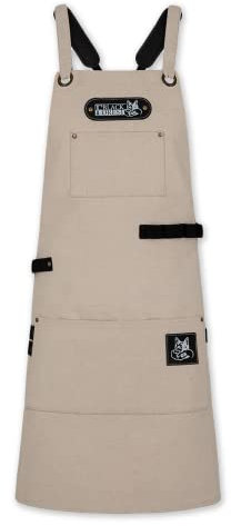 Black Forest Fox® COMFORT Kochschürze Grillschürze für Männer und Frauen - Küchen Schürze für Herren - Ideal als Geschenk für Männer, Oma oder Opa – robustes Canvas Schürze White Comfort