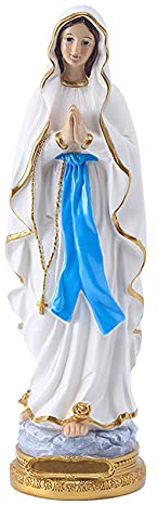 QIANLING 39.3cm H Statua della Madonna di Lourdes, statua cattolica di Madre Maria, regalo cattolico in resina vergine maria, adatta per decorazioni religiose e domestiche, riempire spazio interno