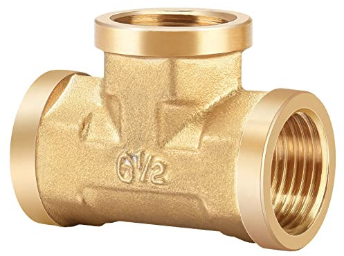 Oumuik T-Stück Messing 1/2 Zoll Innengewinde, Gewindefitting für Heizung und Trinkwasseranlage, T-Stück IGxIGxIG