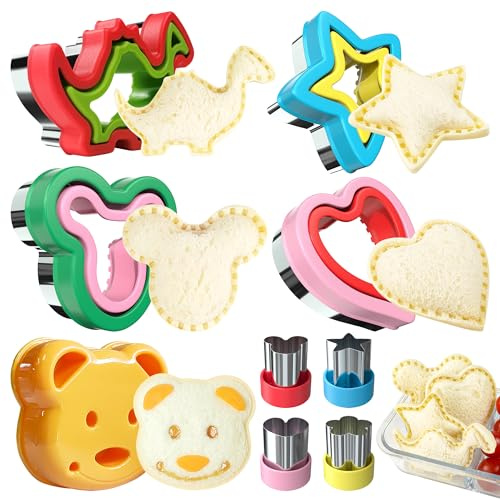 Taglierina e sigillatrice per sandwich, per bambini, 5 pezzi (grande), ideale per portapranzo e bento box, per bambini e bambine