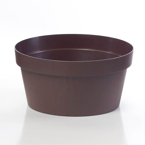 Euro3Plast 3193.E5 Blumenschale ROK 25 cm Ø in Braun aus recyceltem Kunststoff in rund für den Innen- und Außenbereich geeignet (Braun)