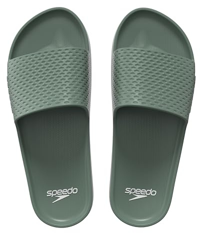 Speedo Men's Essential Slides | Pool Sliders | Quick Dry Sandals, Soft Olive, 12