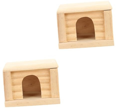 BESPORTBLE 2 Pièces Jouets en Bois pour Hamsters Haut Plat Jouets de nid de Hamster maisonnette Hamster colorée cabane Souris Hamster Maison de Hamster en Bois cabane en rondins Bambou