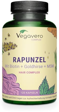 Rapunzel | Haar Vitamine mit MSM, Biotin, Zink, L-Cystein und Selen | Pflanzliche Powerextrakte: Goldhirse, Bambus & mehr | Haarkapseln | 120 Stück | Vegan | Vegavero