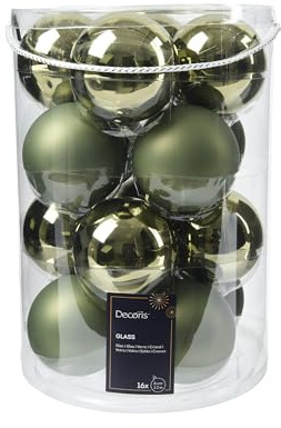 Kaemingk Weihnachtskugeln Glas 8cm 16er Set - matt & glänzend - Große Christbaumkugeln Weihnachtsbaumkugeln für Weihnachten - Christbaumschmuck & Weihnachtsbaumschmuck - Rosmarin