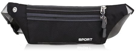wasserdichte Bauchtasche FüR Damen Herren, Sporttasche Outdoor LaufgüRtel Waist Bag Mit KopfhöReranlass FüR Camping Wandern Fitness Fahrrad Reisen Schwarz