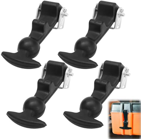 Pack of 4 Elastic Hood Holders, Rubber Hood Closure, Metal T Handle, Elastic Shock Absorption, Tension Clasp, Stainless Steel, Suitable for Tool Boxes, Trolleys, Vehicle Engines