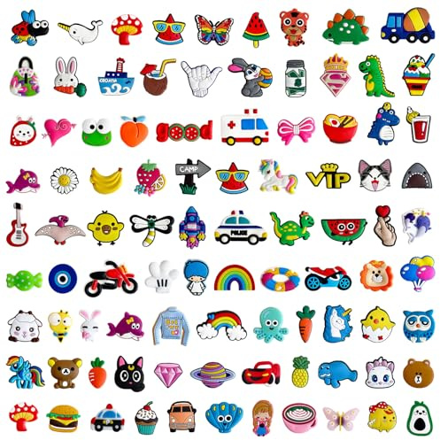 JSTHHTT 100 Piezas Adornos para Zapatos, Shoe Charms, Pins Decorativos de Dibujos Animados, Adornos de Zapatos Unisex, Decoración de zapatos para Adultos, Niños y Niñas