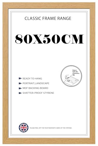 Poster frame 80x50cm, Crystal Clear HD Front Oak Picture frame 50x80, Jigsaw Puzzle Horizontally or Vertically
