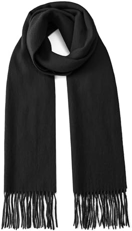 CAOZITOU Wool Scarf Women, Merino Wool Scarf Women Men Winter Soft Scarves Wraps for Cold Weather Travel Black