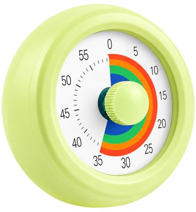 MEPHILIMIA Visuell timer för barn och vuxna 60 minuters nedräkningstimer för barn tyst tidshantering verktyg tidshantering verktyg för barnskrivbord, kontorsbord och möten (grön)