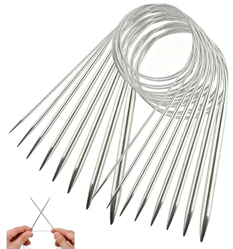8Pcs Circular Knitting Needles Set, 80cm Long Stainless Steel Circular Knitting Needles 8 Sizes 2-8mm, Double Pointed Round Needle for Weaving Sweaters, Scarves, Hats, Blankets, Gloves Projects