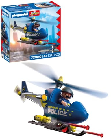 PLAYMOBIL City Action Polizeihelikopter | Mit Polizist, drehbaren Rotoren & Schussfunktion | Unendlicher Spielspaß | Kinder Spielzeug ab 4 Jahren | 72080