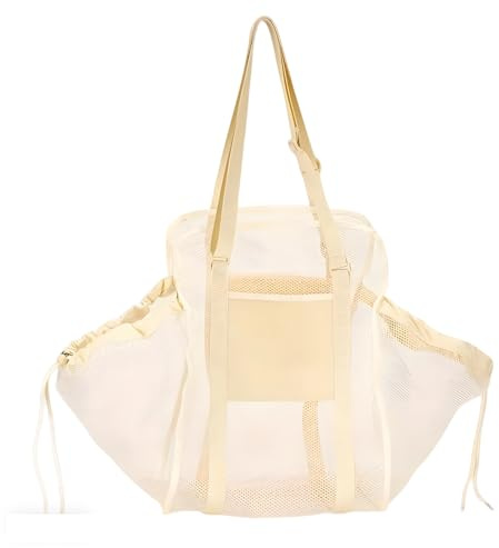 Kronabelle Expandable Beige Car Organizer, Canvas Mesh Storage Bag For Road Trip, Travel, Beach, Large Capacity Backseat
