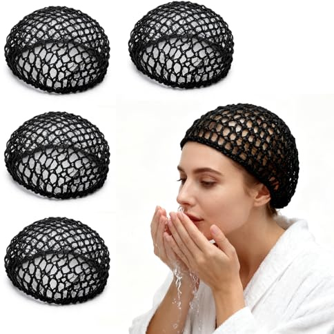 SLIAXINT 4 retine per capelli, per dormire, elasticizzate, traspiranti, per dormire, parrucca, protezione della testa, berretto da cucina per donne, per la cura dei ricci, doccia, cura dei capelli