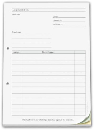5x Lieferscheinblock DIN A4 3-fach SD 3x30 Blatt gelocht
