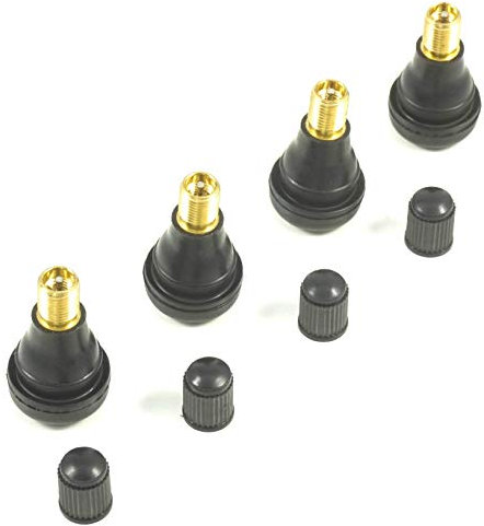 4x Gummiventile TR412 – Snap-In Reifenventile 35mm – Schwarz – 11,3mm Ventilloch – bis 4,5 Bar – inkl. Deckel