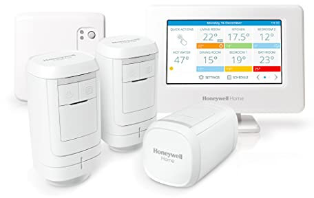 Honeywell Home THR99C3013 Evohome Termostato Wi-Fi Smart con Modulo Relè, Controllo della Caldaia e 3 Teste Termostatiche Wireless
