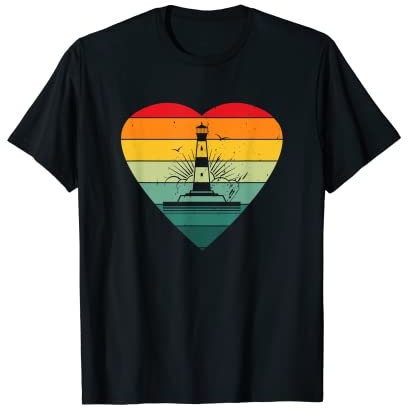 Barco de capitán vintage con forma de corazón, lago y costa. Camiseta
