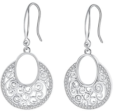 Hifeeled Runde Ohrringe Damen 925 Sterling Silber Orientalisch Ohrhänger für Frauen Original Schmuck Geschenk