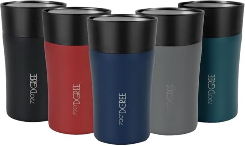 720°DGREE Thermobecher 210ml “PleasureToGo 2.0” - 3 Größen, 3h Heiß, 6h Kalt, Auslaufsicher, BPA-Frei, Hygienisch, 360° Trinköffnung - Travel Mug, Thermo Becher To Go: Schlank, Edel - Blau