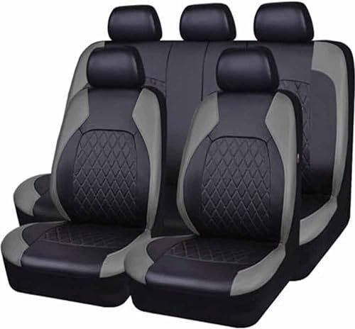 SSIMOO Sitzbezüge Auto Set Autositzbezüge für H-yundai i10 LA BA PA 2018-2025, Vorne Und Hinten Leder Auto-Schonbezüge Wasserdicht Zubehör Innenraum,A/9pcs Set Grey